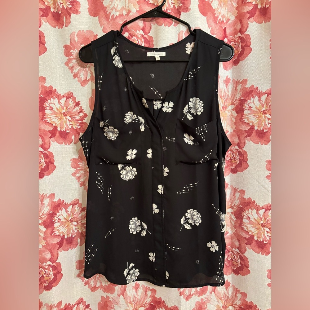 Maurices Black Floral Blouse